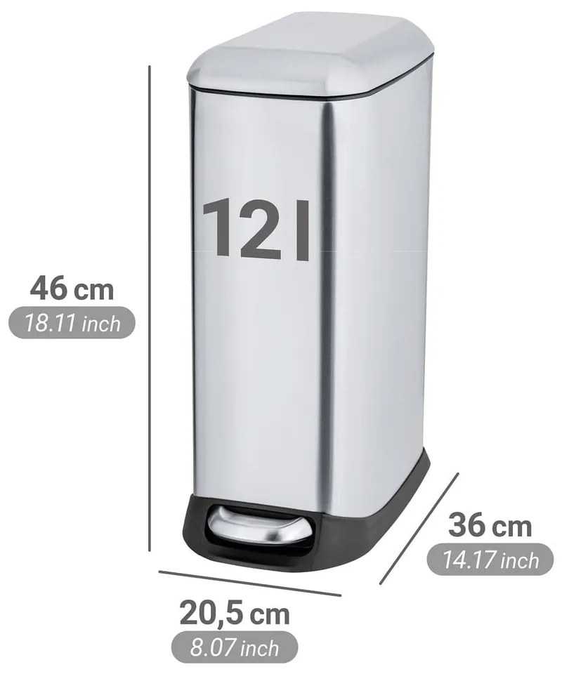 Ezüstszínű rozsdamentes acél pedálos szemetes 12 l Design – Wenko