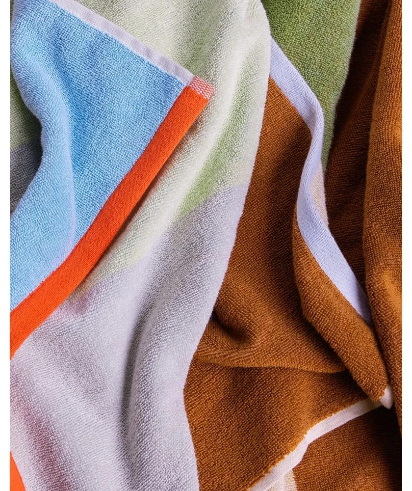 Kék frottír pamut fürdőlepedő 70x140 cm Block – Hübsch