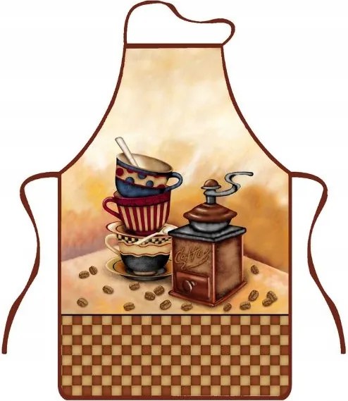 Konyhai kötény krémszínű barna kávédaráló