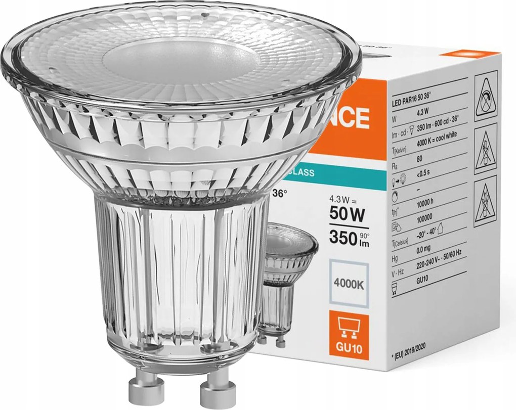 Led izzó PAR16 GU10 4,3W 50W 350lm 4000K Semleges Fehér 36° Ledvance