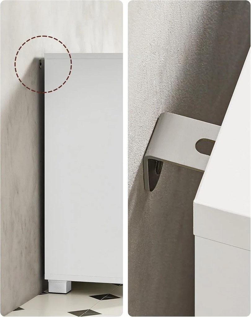 Mosdó alatti szekrény, fürdőszobai szekrény 3 nagy fiókkal, 30 x 70 x 64 cm, fehér