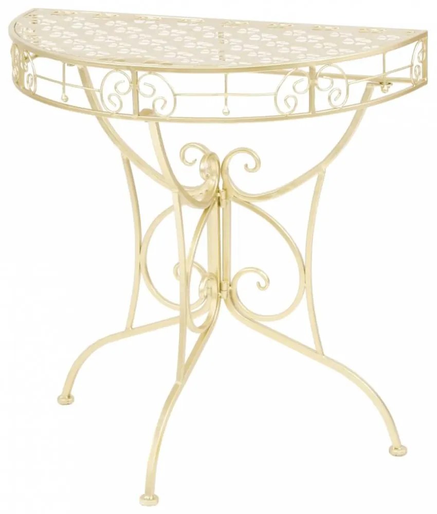 Vintage aranyszínű félkör alakú fém kisasztal 72 x 36 x 74 cm