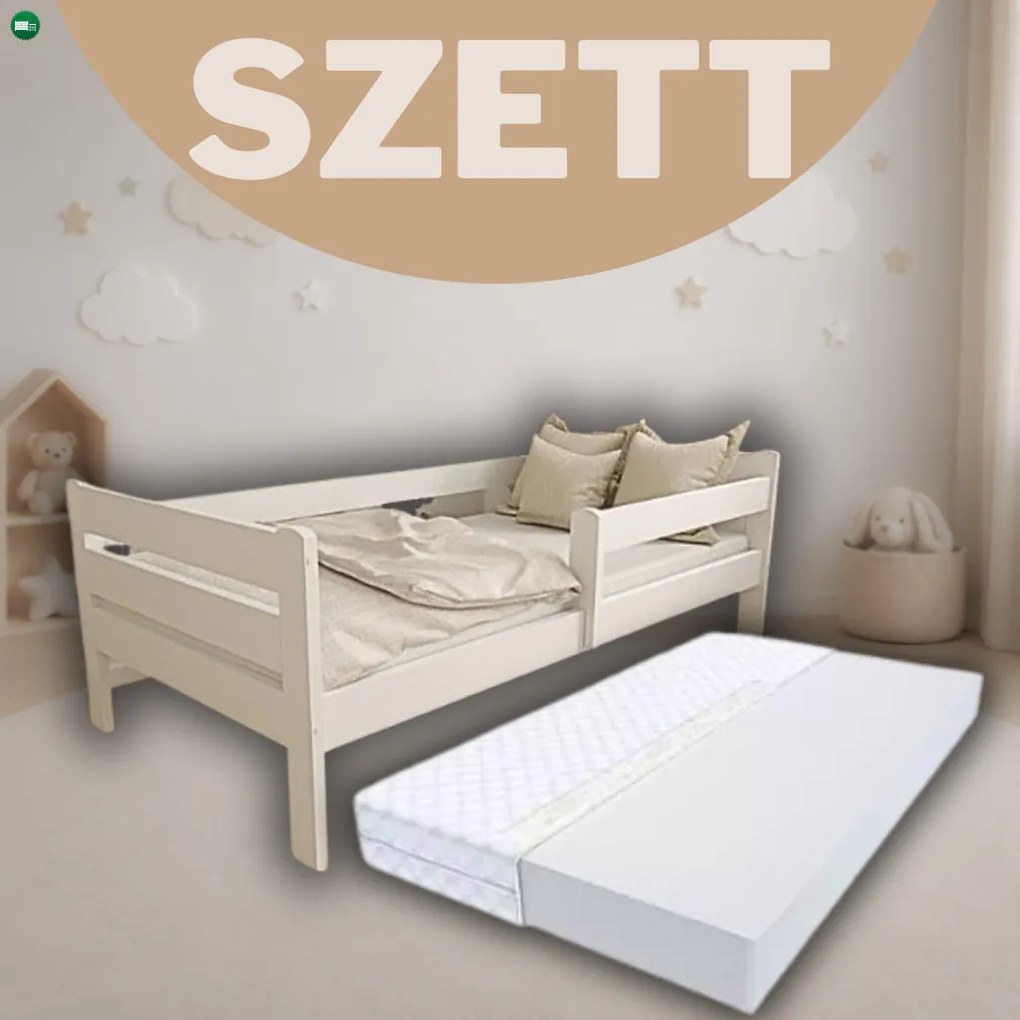 Edi fenyő gyerekágy fehér 80x160 + habmatrac