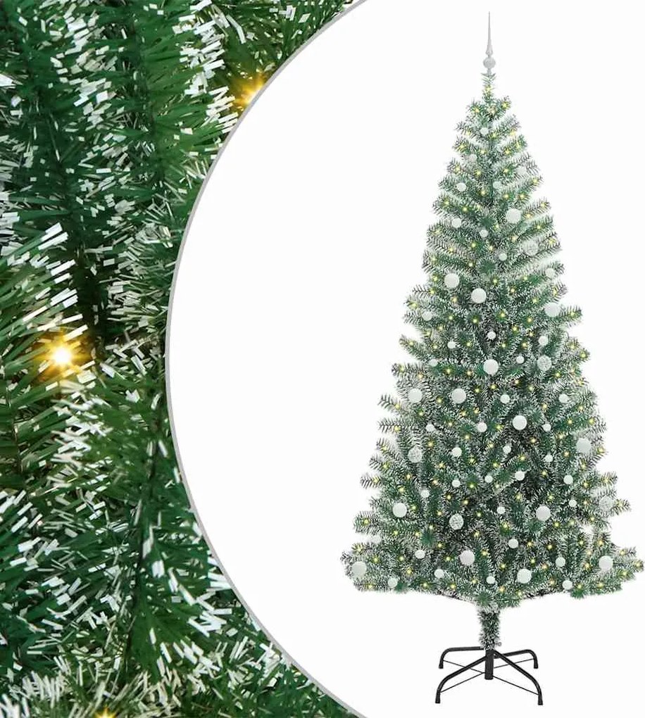 vidaXL Mű karácsonyi fa hóval borítva LED fényekkel 300 LED-del 240 cm