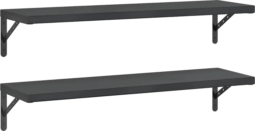 vidaXL 2 db fekete rozsdamentes acél fali polc 100 x 30 cm