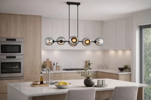 Brilagi - Csillár kábellel DIOR 6xE27/60W/230V fekete/füstszürke