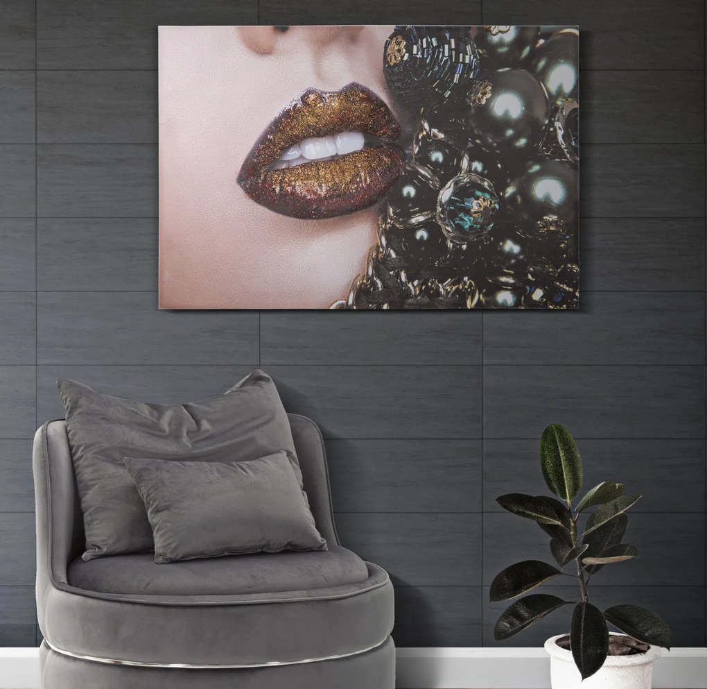 Kézzel készített falfestés gyönyörű ajkak 80x3,8x120cm