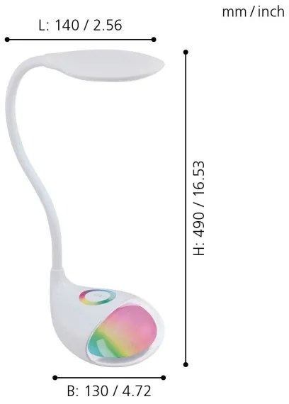 Eglo 97078 - Dimmelhető LED asztali lámpa CABADO 1 LED/2,2W+0,3W/230V RGB