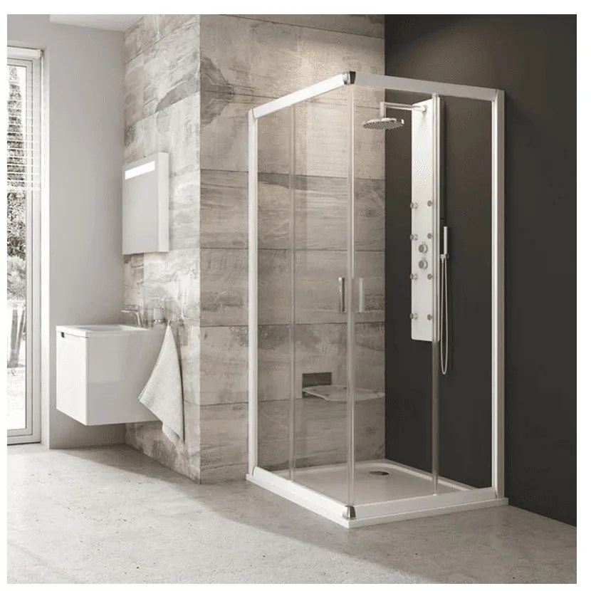 RAVAK Blix BLRV2-80 komplett zuhanykabin, szögletes, fehér + Transparent