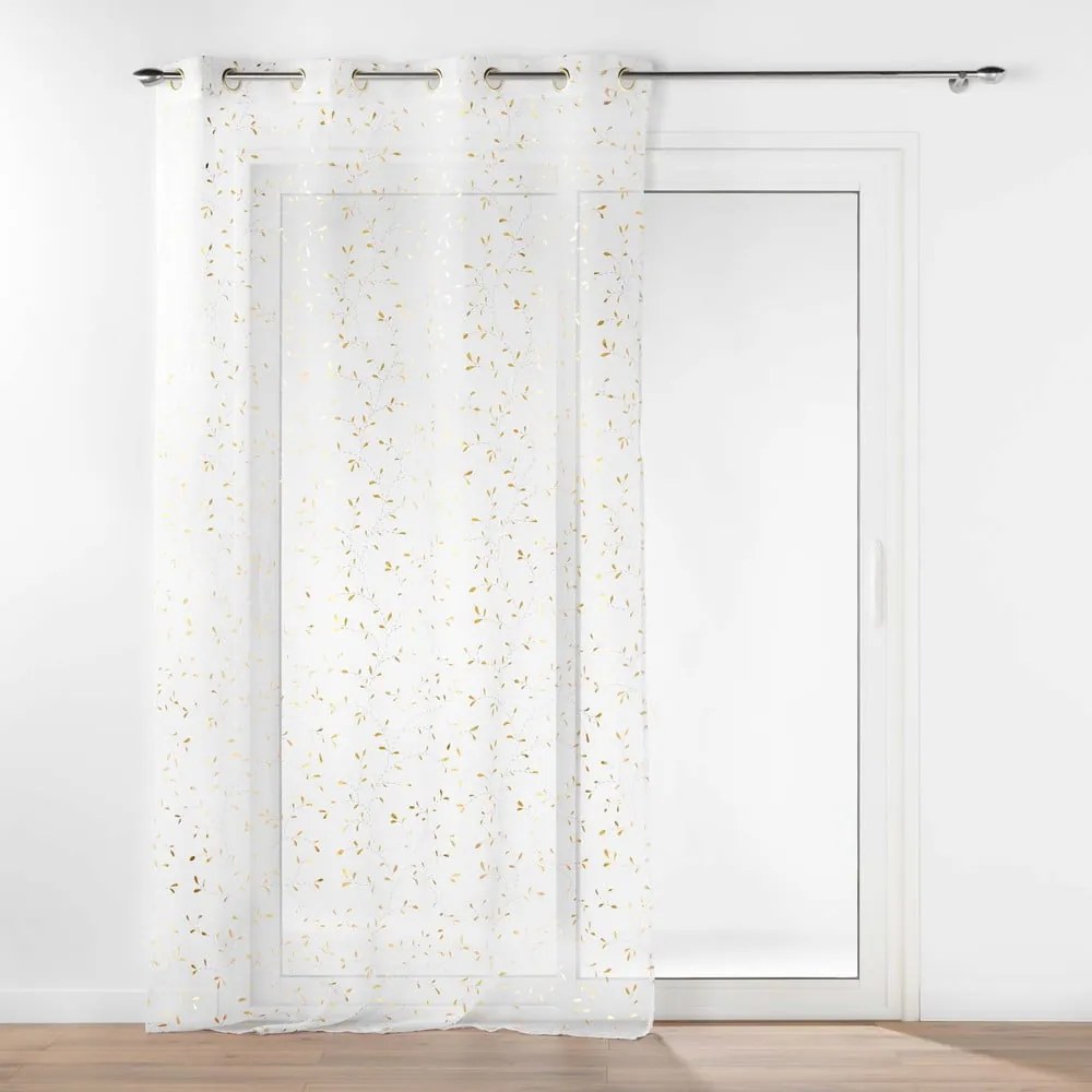 Fehér-aranyszínű voile fényáteresztő függöny 140x280 cm Floressia – douceur d'intérieur