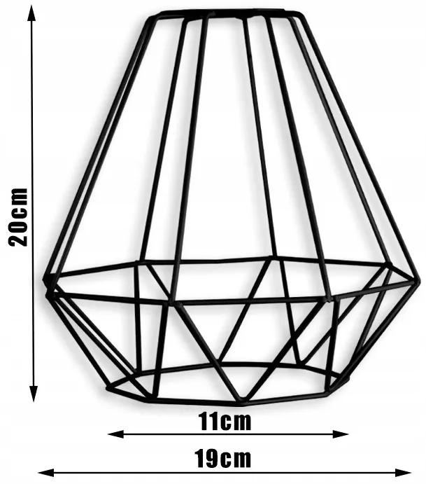 Glimex Diamond drót búrás állítható mennyezeti lámpa fekete 2x E27