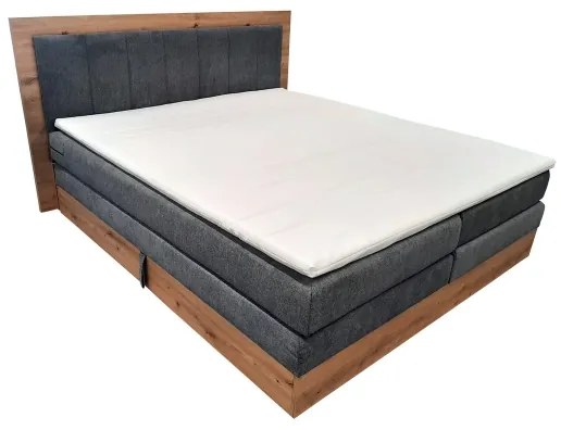 Boxspring ágy matracokkal és topperrel, tárolóhellyel JASMINE 180x200 cm szürke