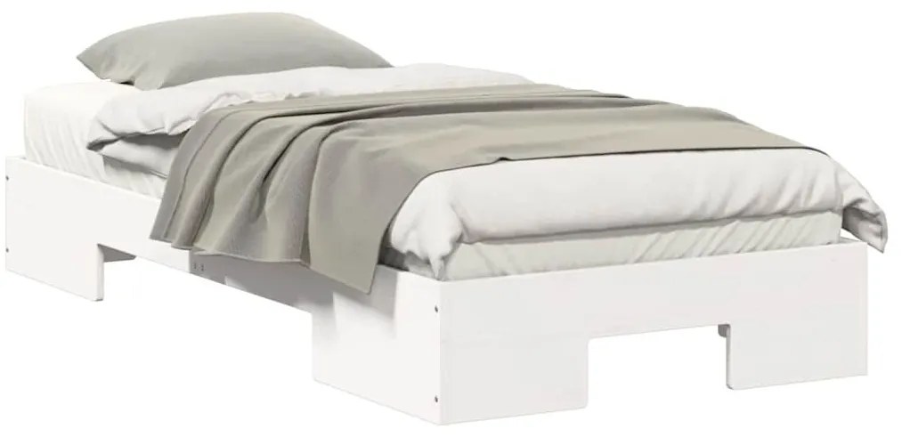 Földi ágykeret tárolóval Fehér 90 x 190 cm Tömör fenyőfa