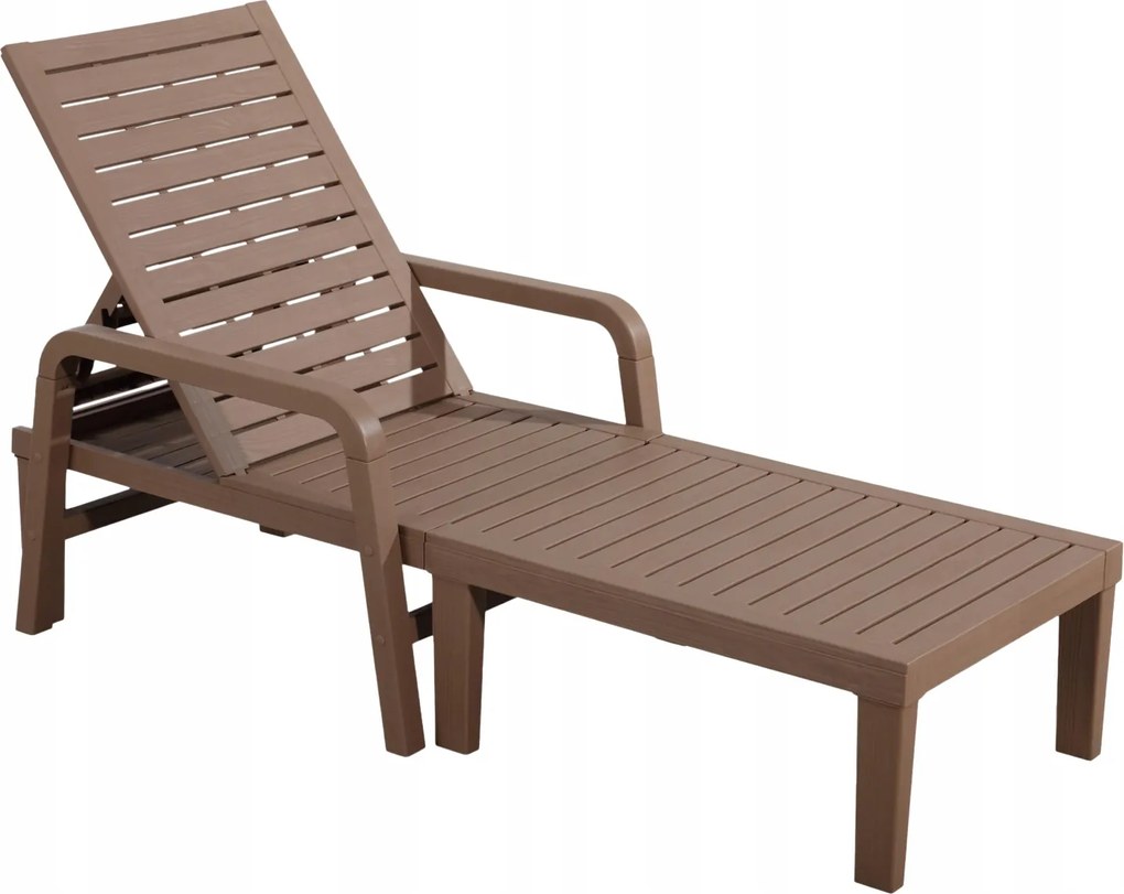 Kerti Napozóágy 192X66X33 CM Világos Barna Állítható Stabil