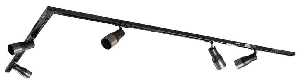 Modern sínrendszer 5 antracit spotlámpával, 1 fázisú - Iconic Kohua