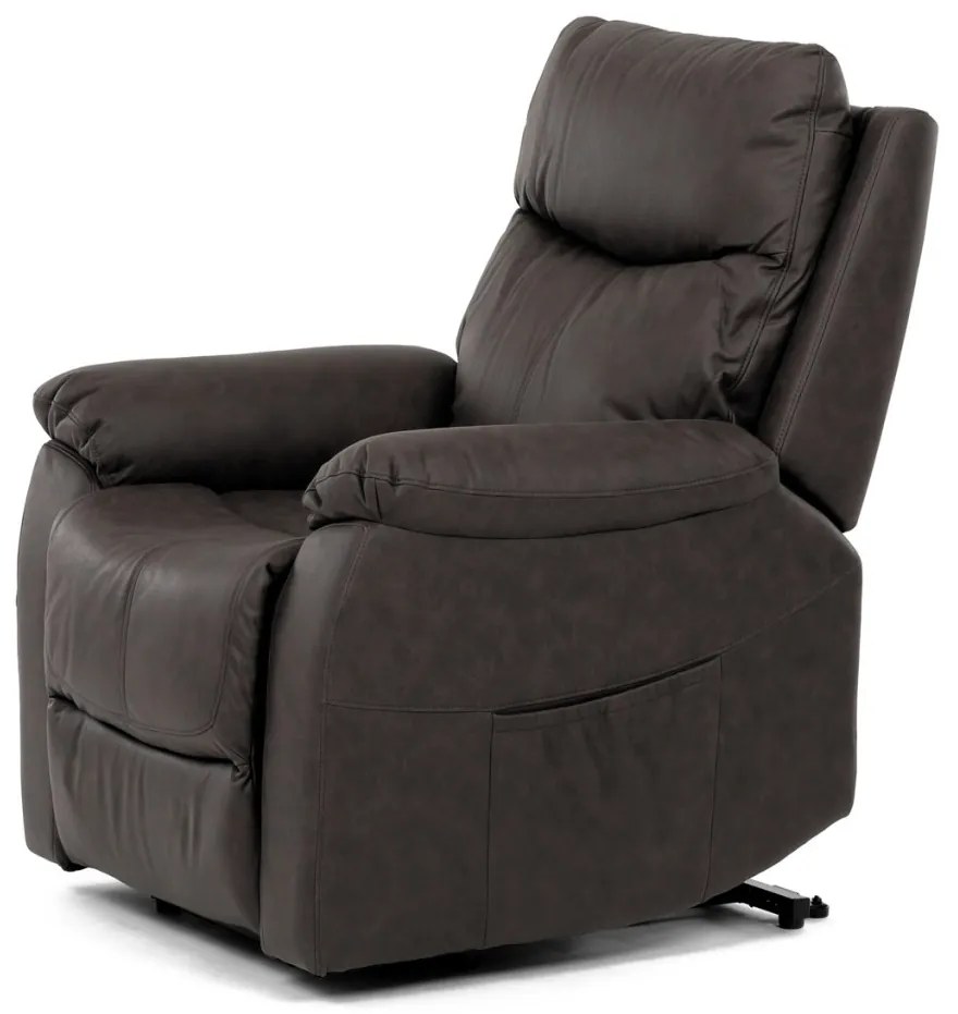 Fotoliu TV si Relax, electric, 3 motoare, stofă maro cu decor piele periată TV-5874
