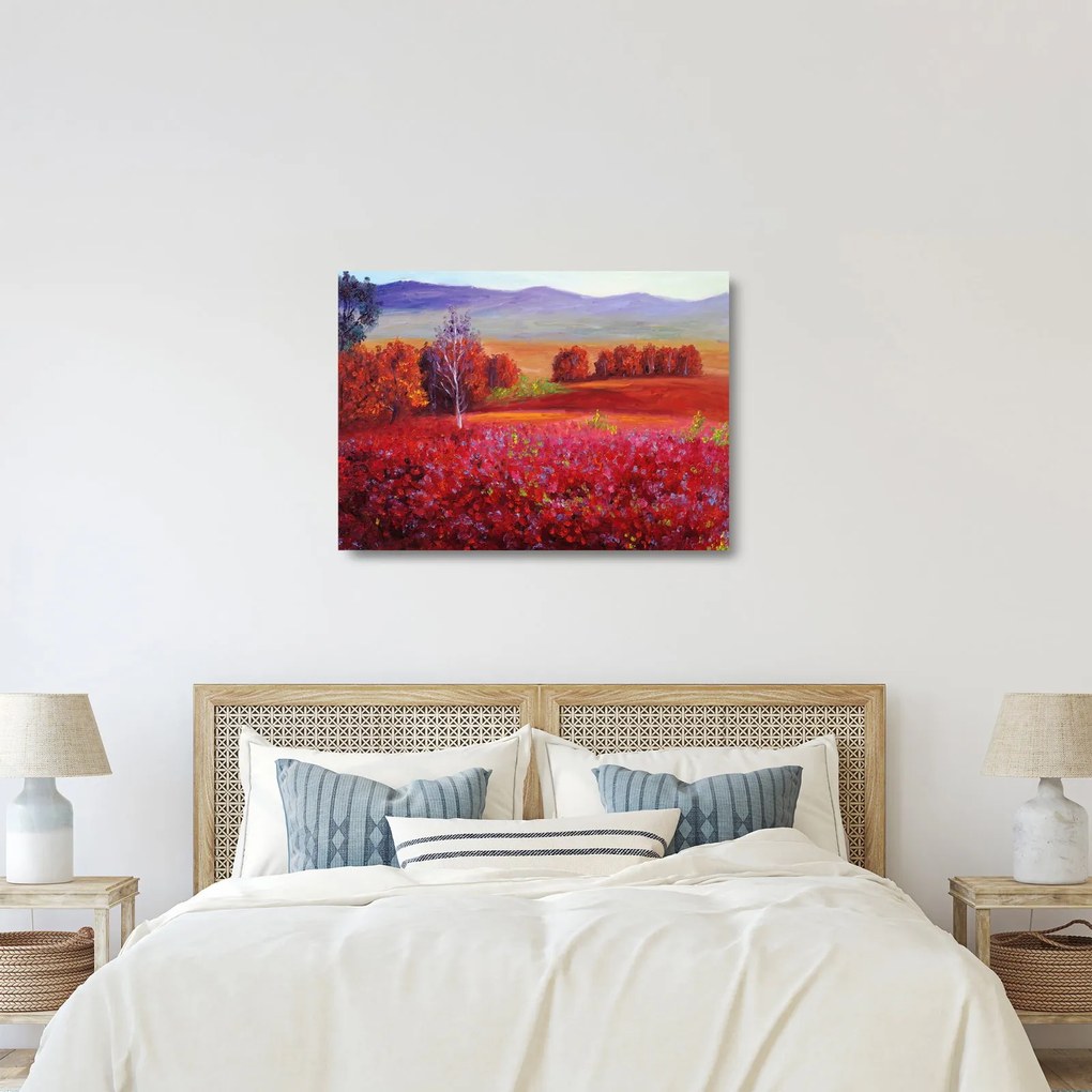Egy vörös táj képe (üvegen) (70x50 cm)