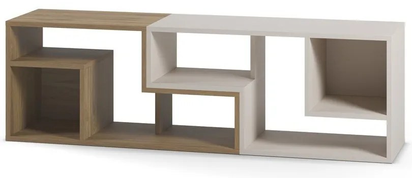 Fehér-natúr színű sarok TV-állvány tölgyfa dekorral 145x45x35 cm Glina – Marckeric