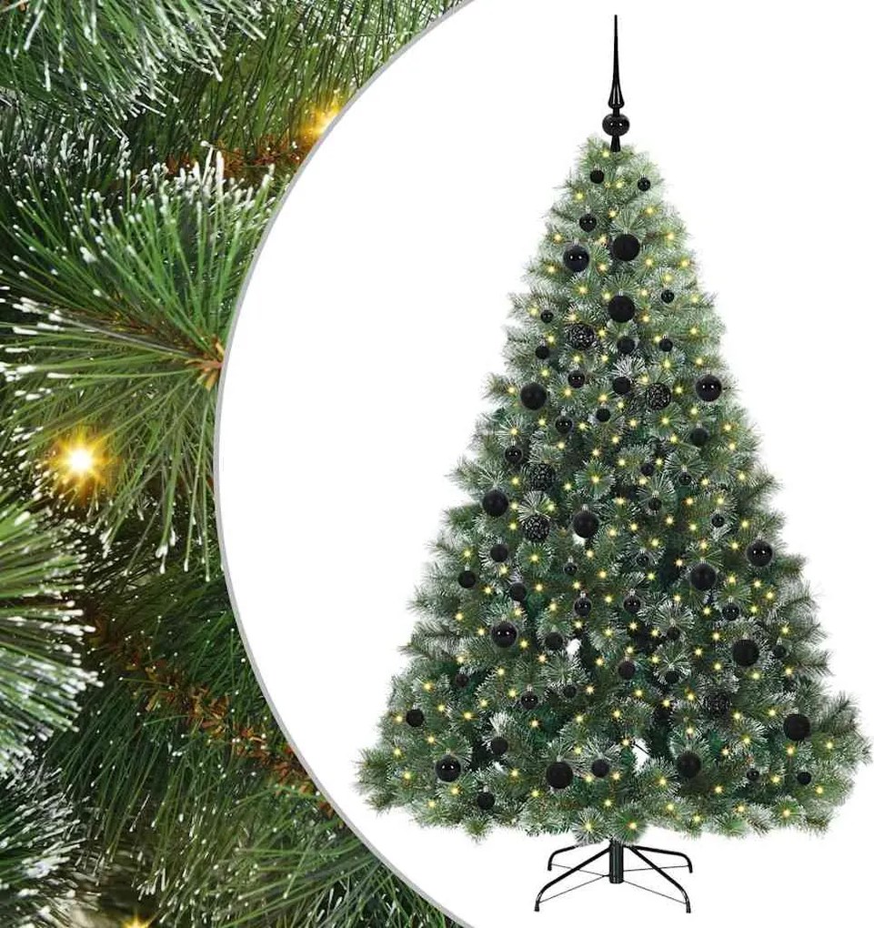 vidaXL Mű karácsonyfa 300 LED-del állvánnyal Zöld 180 cm PE és PVC