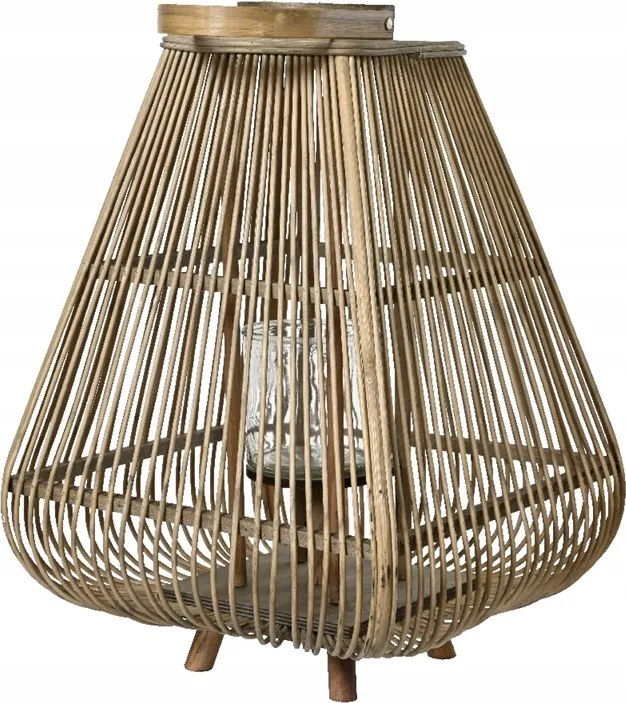 Bambusz lámpa fa lábakkal és fogantyúval 33x48cm dekoratív
