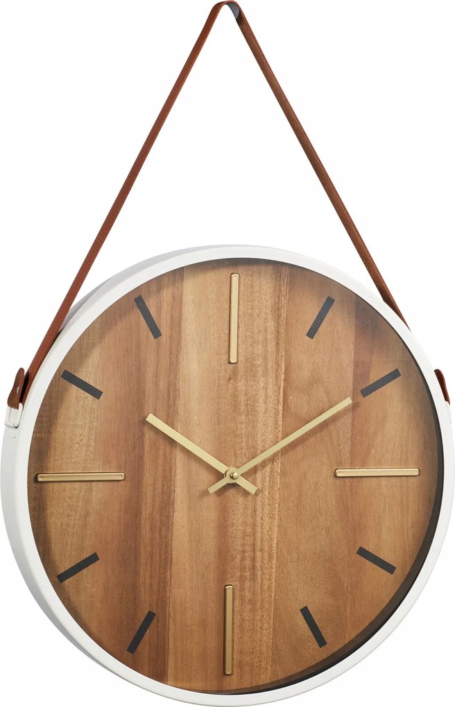 Fa Falióra Fém Kerettel Ø 38 CM Barna Elemes