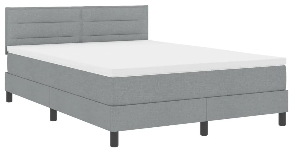 Box Spring Ágy Mattal és LED Fénnyel Szürke 140x190 cm Szövet