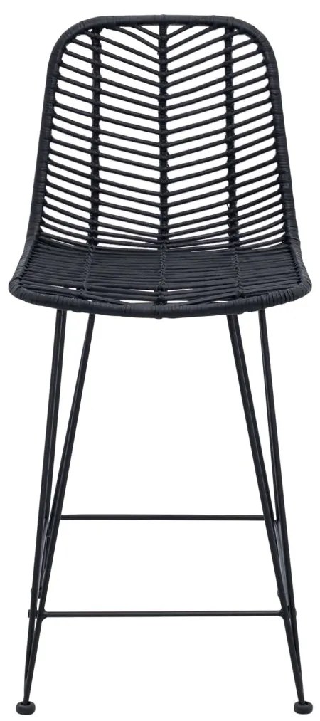 Bárszék 2 pcs Fekete 44,5 x 54,5 x 97,5 cm Rattan és Vas