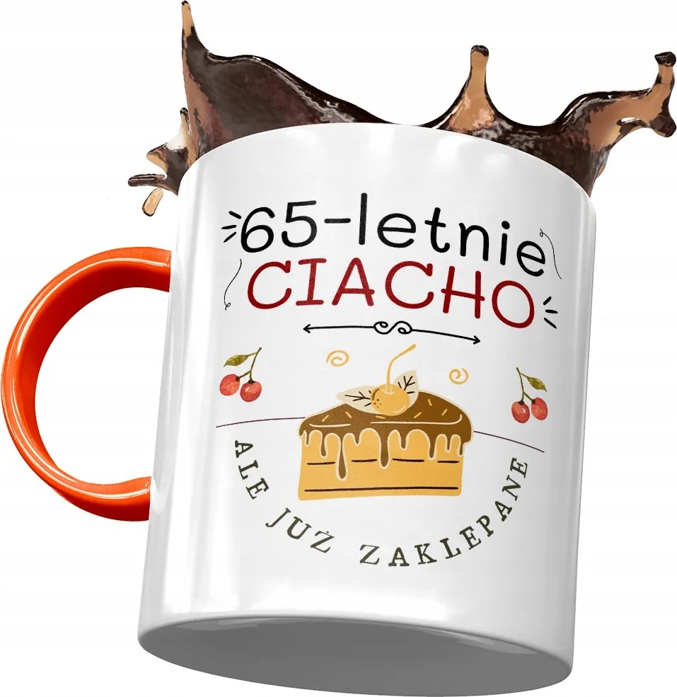 Narancssárga bögre Születésnapra 65 65-es 65-ös, fényképes nyomattal