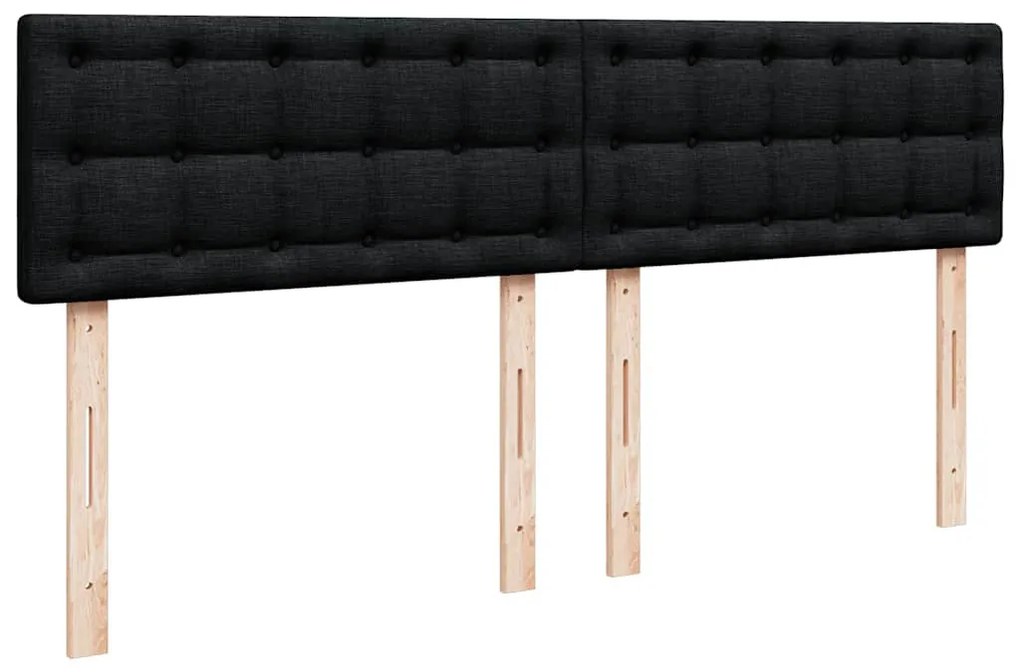 fekete szövet ottomán ágy matraccal &amp; LED-ek 180x200cm