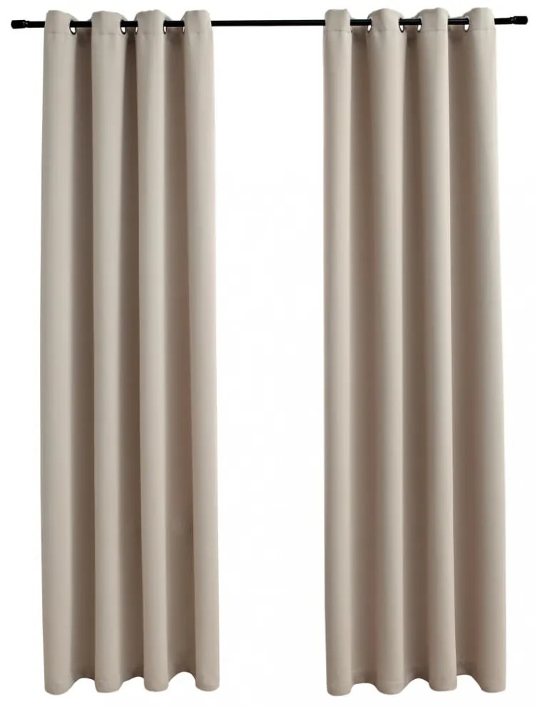 2 db bézs sötétítőfüggöny fémgyűrűkkel 140 x 245 cm