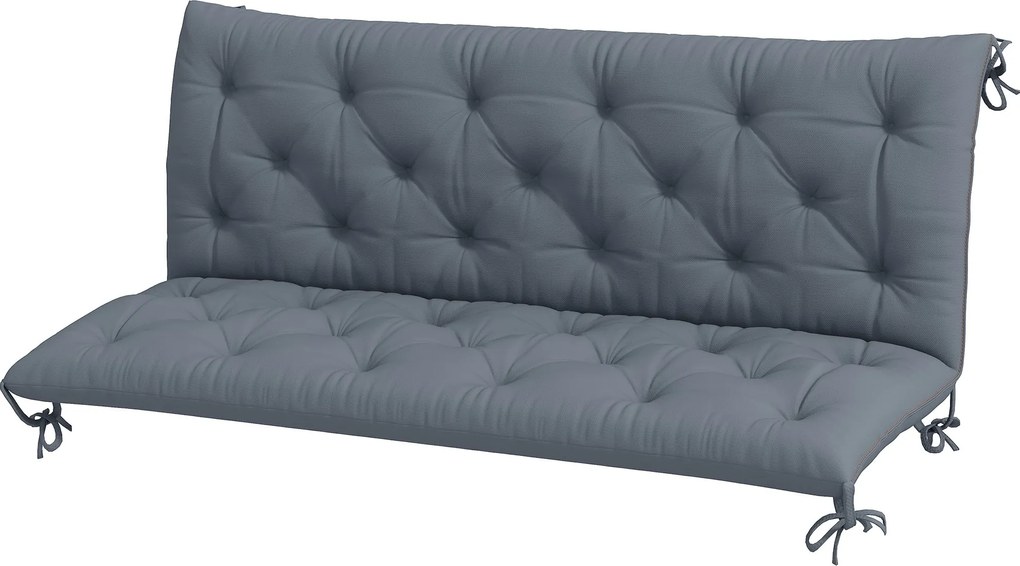 Outsunny 3 Személyes Padpárna 150 x 98 x 8 cm Ülőpárna Pántokkal, Háttámpárna Beltéri/Kültéri Bútorokhoz, Kerti Padokhoz, Kerti Bútorokhoz, Teraszhint