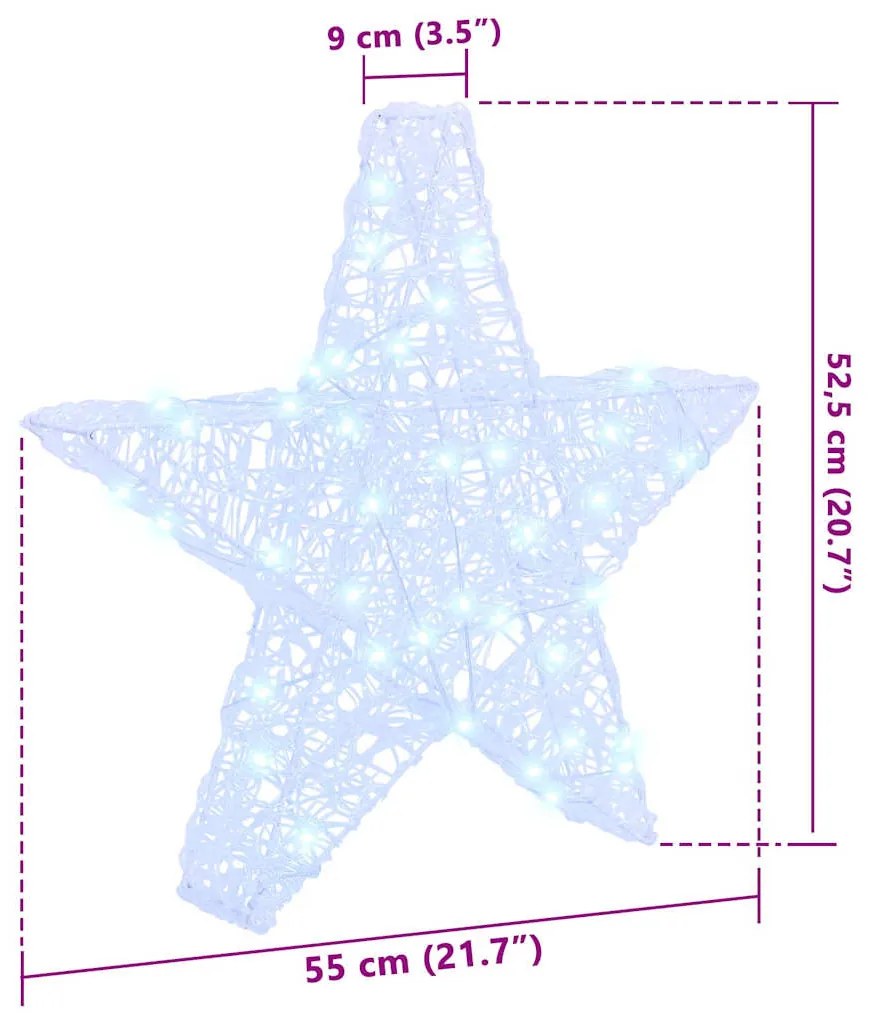 3D Csillag 50 LED-del Hideg feher 55 x 53.5 x 10 cm Akril