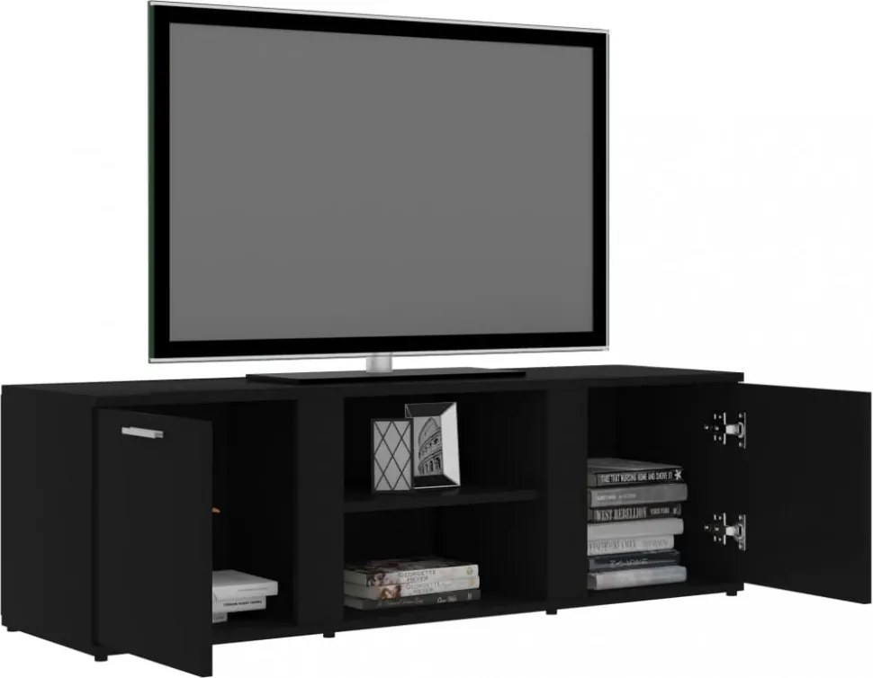 fekete szerelt fa TV-szekrény 120 x 34 x 37 cm