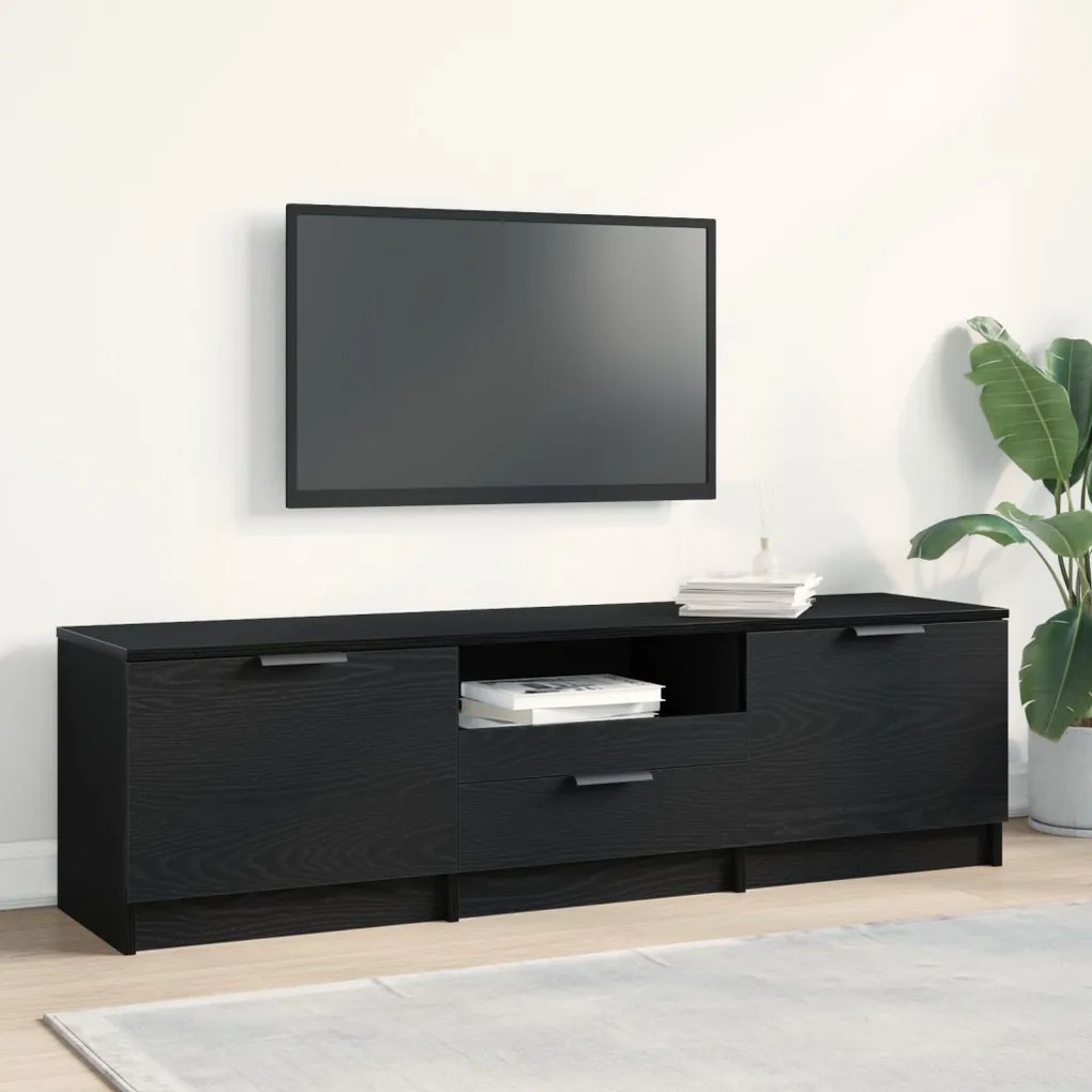 TV Szekrény - Fekete tölgy - 140x35x40 cm - Műanyagból készült