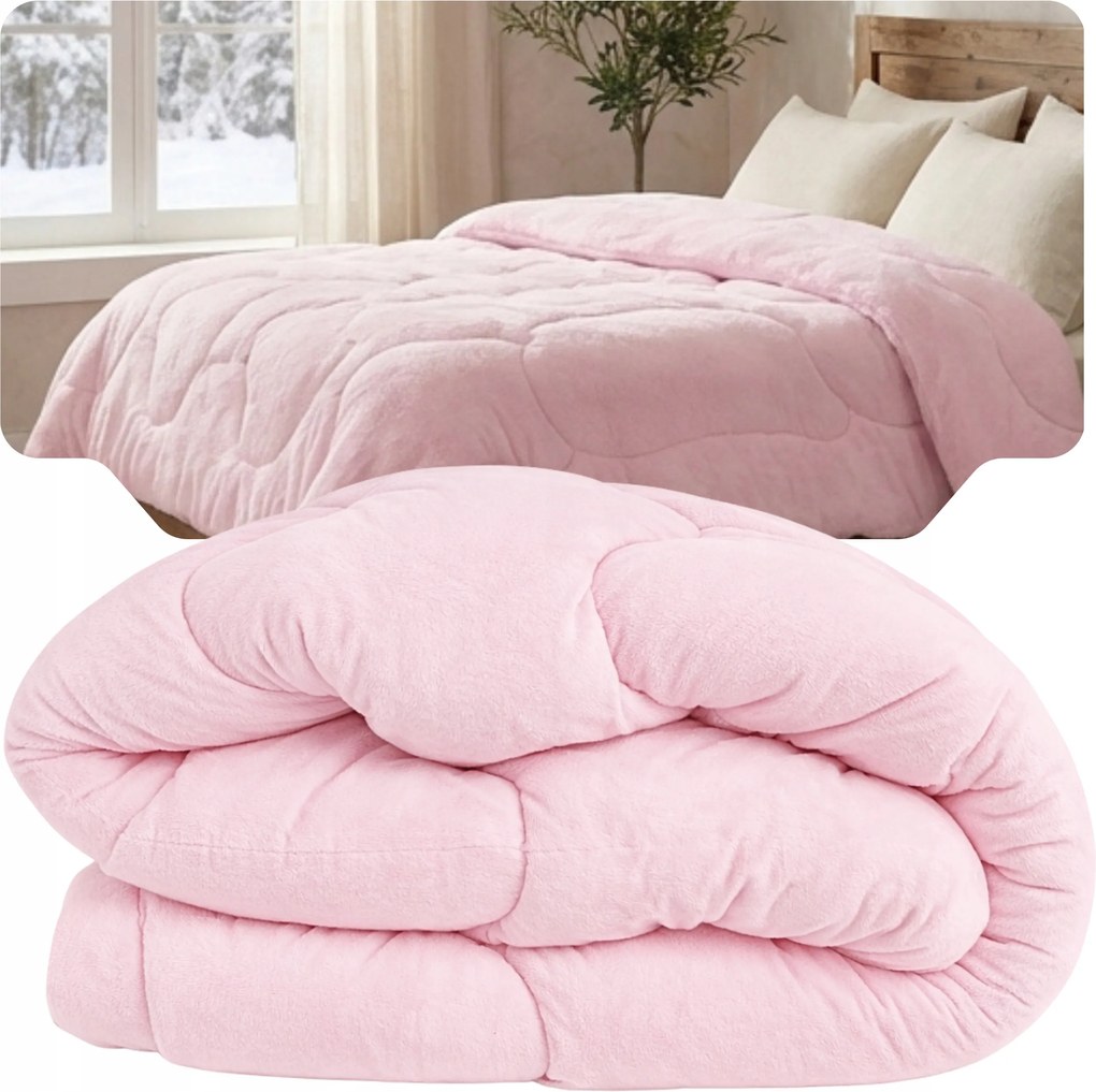 Téli Polár Paplan 200x200cm Rózsaszín Antiallergén Tömör Lengyel