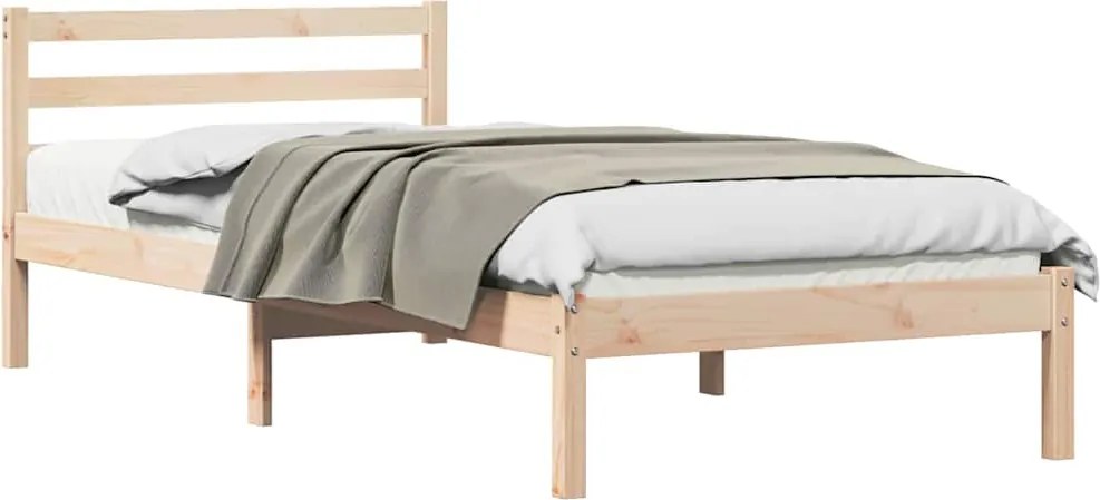 vidaXL Ágykeret Barna 215,5 x 105,5 x 69,5 cm Tömör fenyőfa