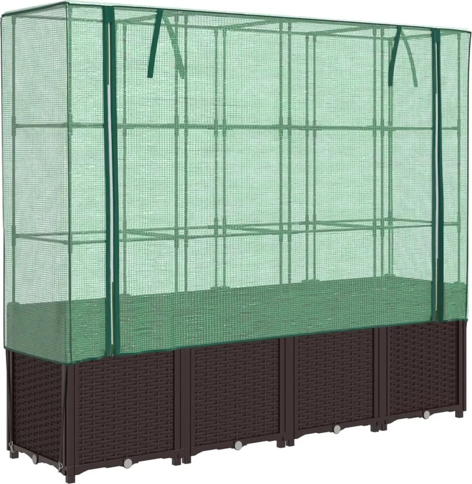 vidaXL rattan megjelenésű magaságyás melegháztakaróval 160x40x153 cm