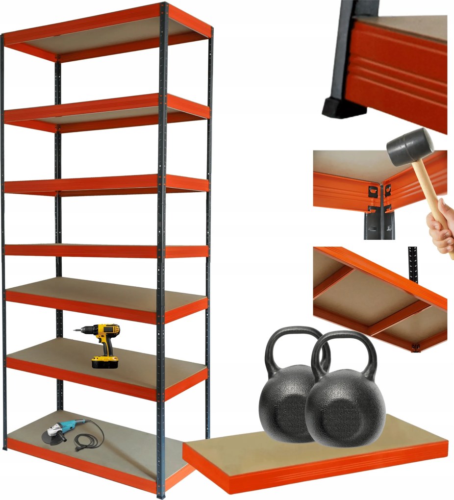 Tárolószekrény fém állvány Helios 270x110x60cm 7Px275kg Tömör