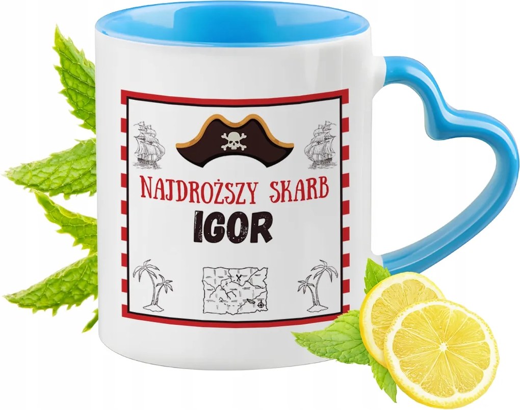 Kék bögre szív alakú füllel Igornak Ideális Ajándék