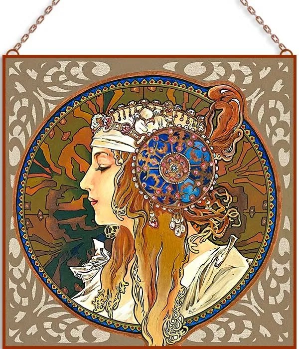 Alfons Mucha - Csodálatos asszonyok (Garnitúra) üvegkép, falikép