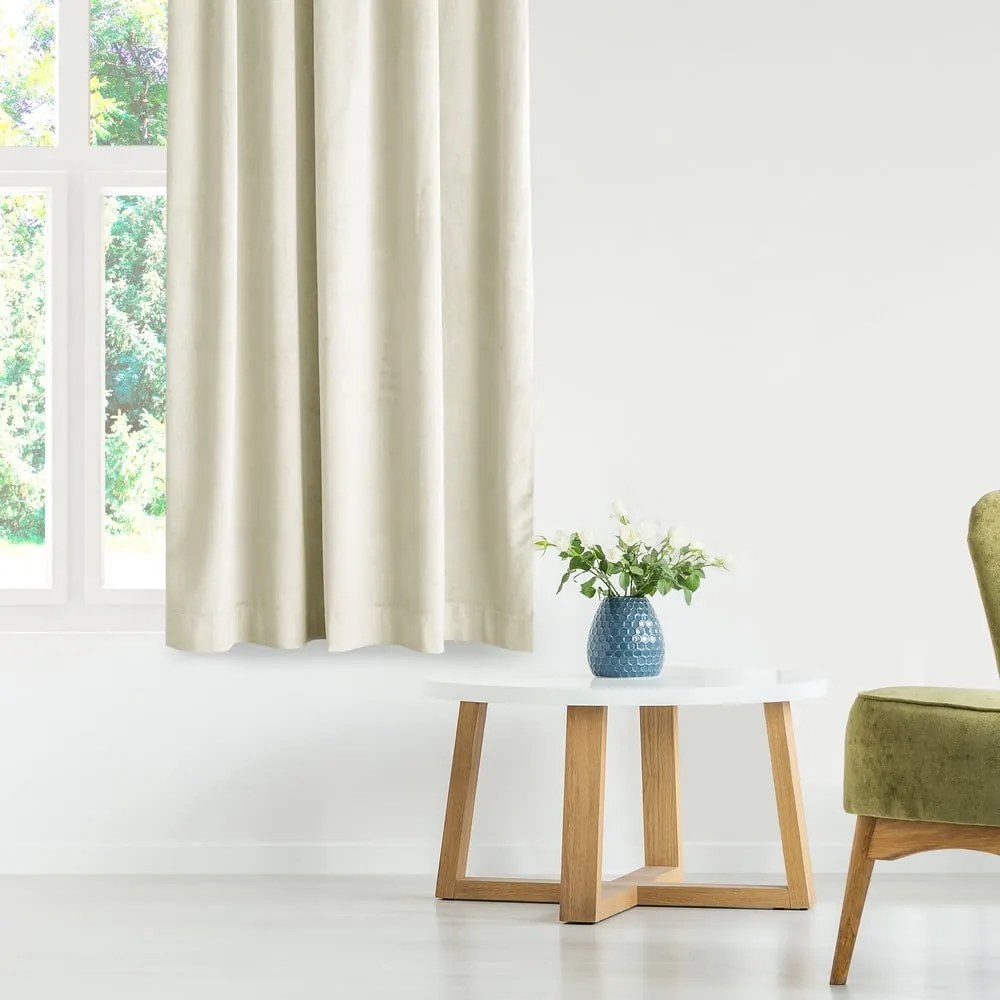 Krémszínű bársony dimout (részleges sötétítő) függöny 140x270 cm Eyelets – Restilo