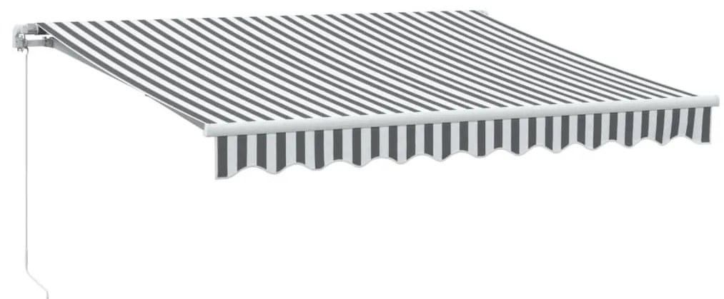 antracitszürke-fehér kézzel kihúzható napellenző 300 x 250 cm