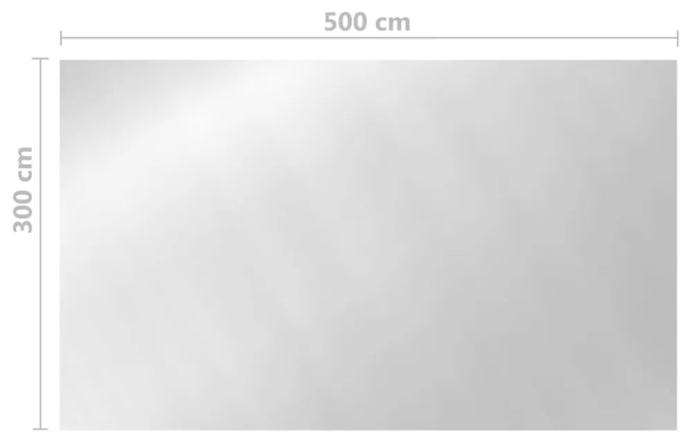 ezüstszínű négyszögletes PE medencetakaró 500 x 300 cm