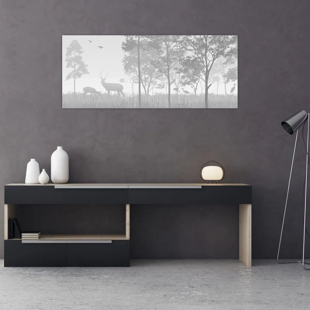 Kép - rét szarvasokkal (120x50 cm)