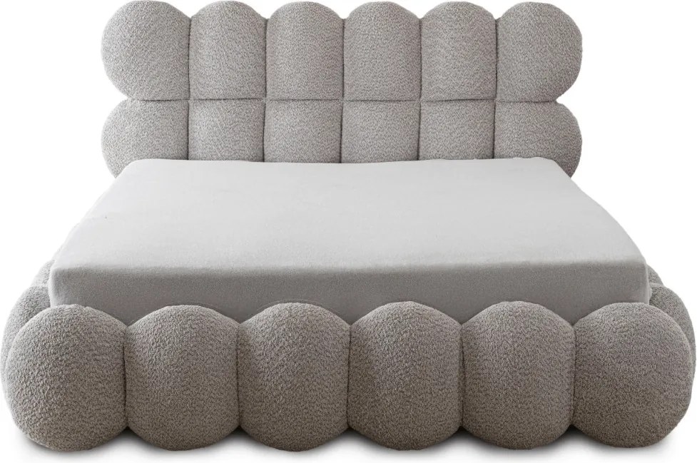 Szürke Bouclé Franciaágy Ágyneműtartóval. 160x200 ANKARA