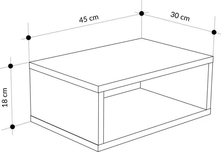 Brik éjjeliszekrény, fehér-retró szürke, 45 cm