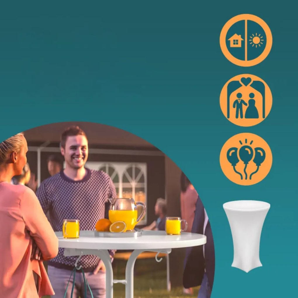 RAUL összecsukható bárasztal 110x80cm, fehér Casaria