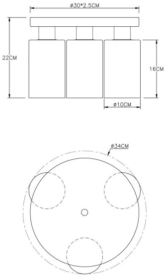 Globo 15465-3D - Mennyezeti lámpa HADERA 3xE27/60W/230V