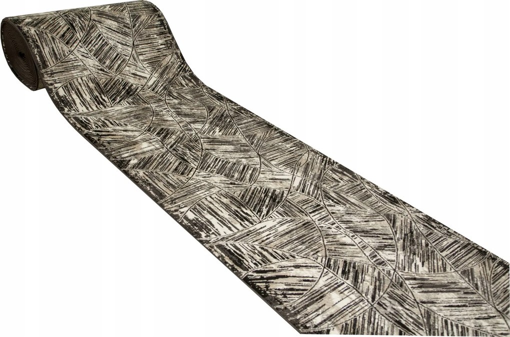 80 cm széles Elegáns Futószőnyeg Szőnyeg Stúdió Hullámok Csíkok Fekete Bézs