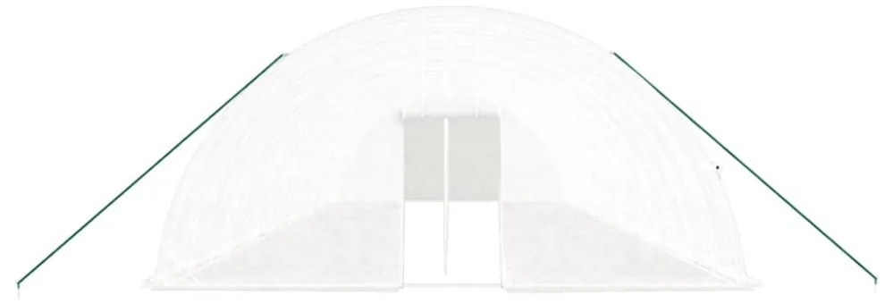 fehér acélvázas melegház 96 m² 16 x 6 x 2,85 m